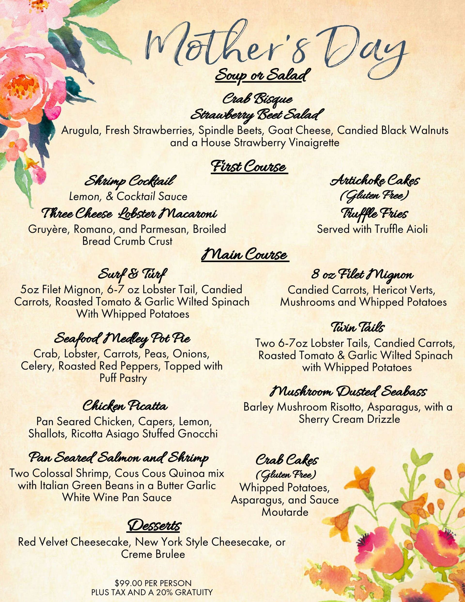 The Venue Greensburg Mother's Day Menu | Greensburg, PA