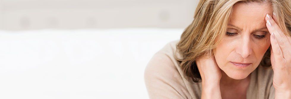 A woman having a headache