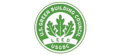 LEED certification logo: green circular seal with text 