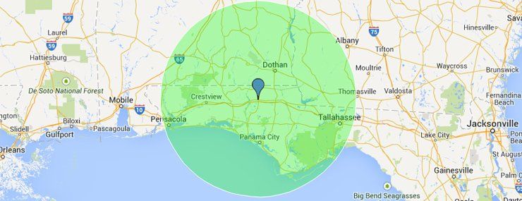 100mile radius map