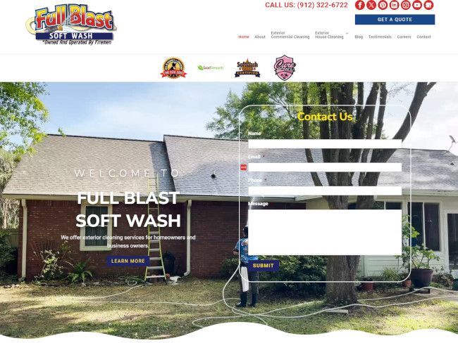 House with roof and exterior soft wash equipment beside a 