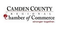 Camden County Regional Chamber of Commerce logo with red compass icon and tagline “stronger together.”