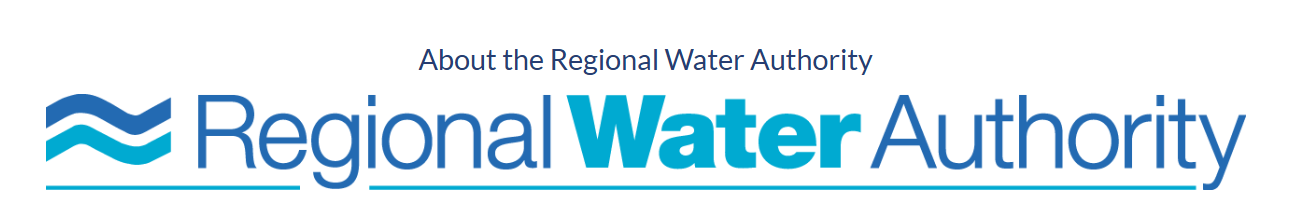The logo for the regional water authority is blue and white