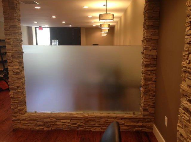 Half frosted glass wall