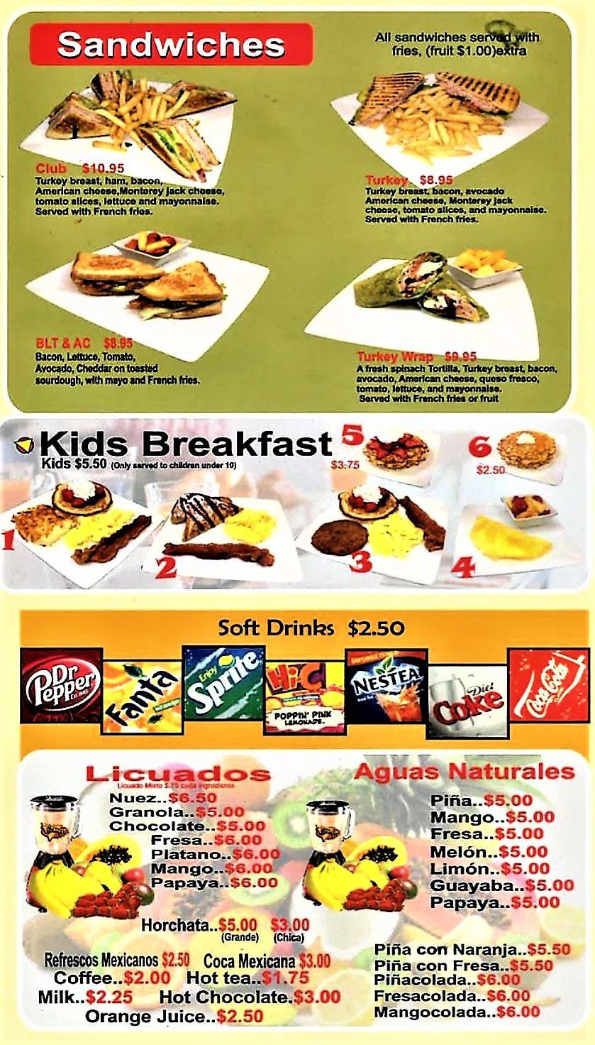 Fritangas Mexican Restaurant Breakfast Menu Pueblo Co