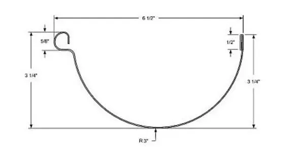 Technical drawing of a U-shaped curved part with labeled dimensions in inches