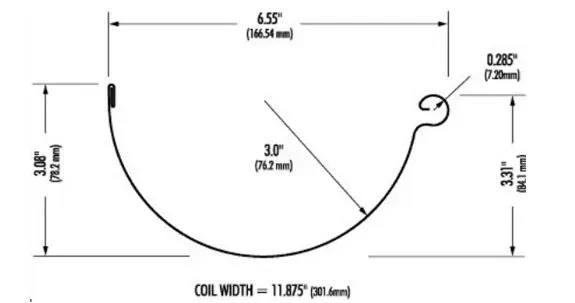 Technical drawing of a U-shaped bend with dimensions and diameter labels