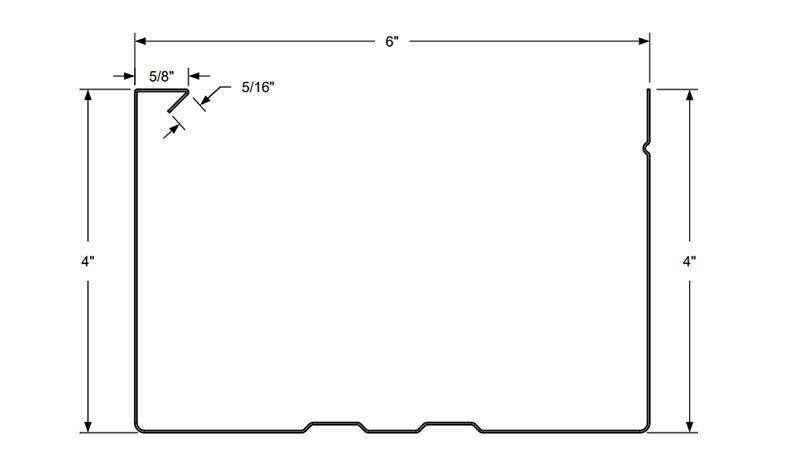 Technical drawing of a rectangular panel with dimensions and top-left detail callouts.