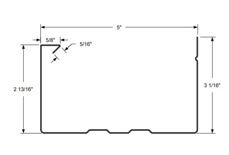 Technical drawing of a rectangular panel with dimensions marked 5