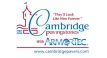 A logo for cambridge pavingstones with armortec