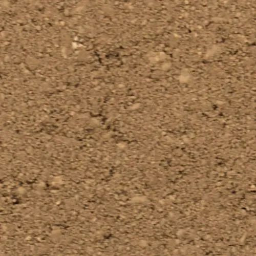 Close-up view of brown, uneven soil with small rocks and granular texture.