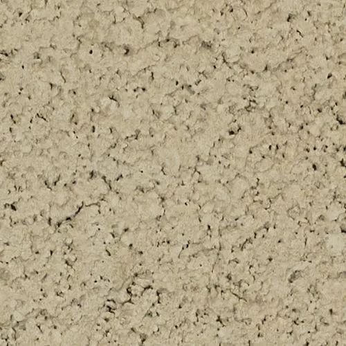 Close-up of a beige, textured surface with many small holes and uneven bumps.