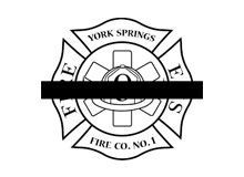 A black and white logo for york springs fire company.