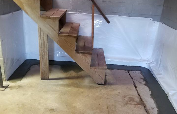 Basement floor waterproofing