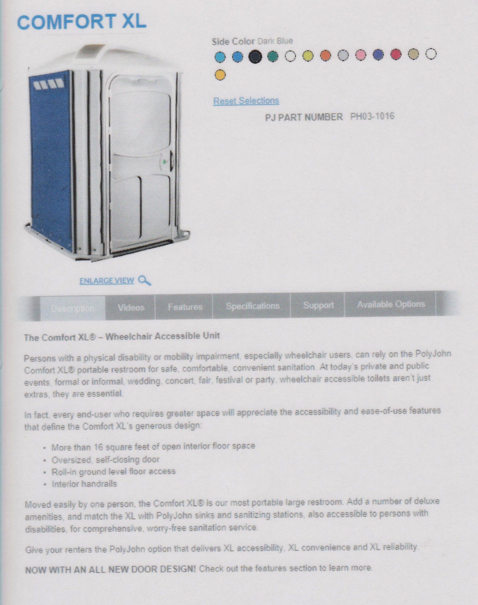Portable toilet features