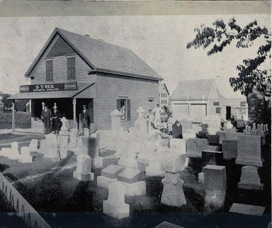 An old black and white photo of Rex Monumental Works