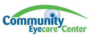 Community Eyecare Center logo with blue and green text and arc