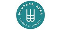 Waupaca Area Chamber of Commerce circular teal logo with white icon and text
