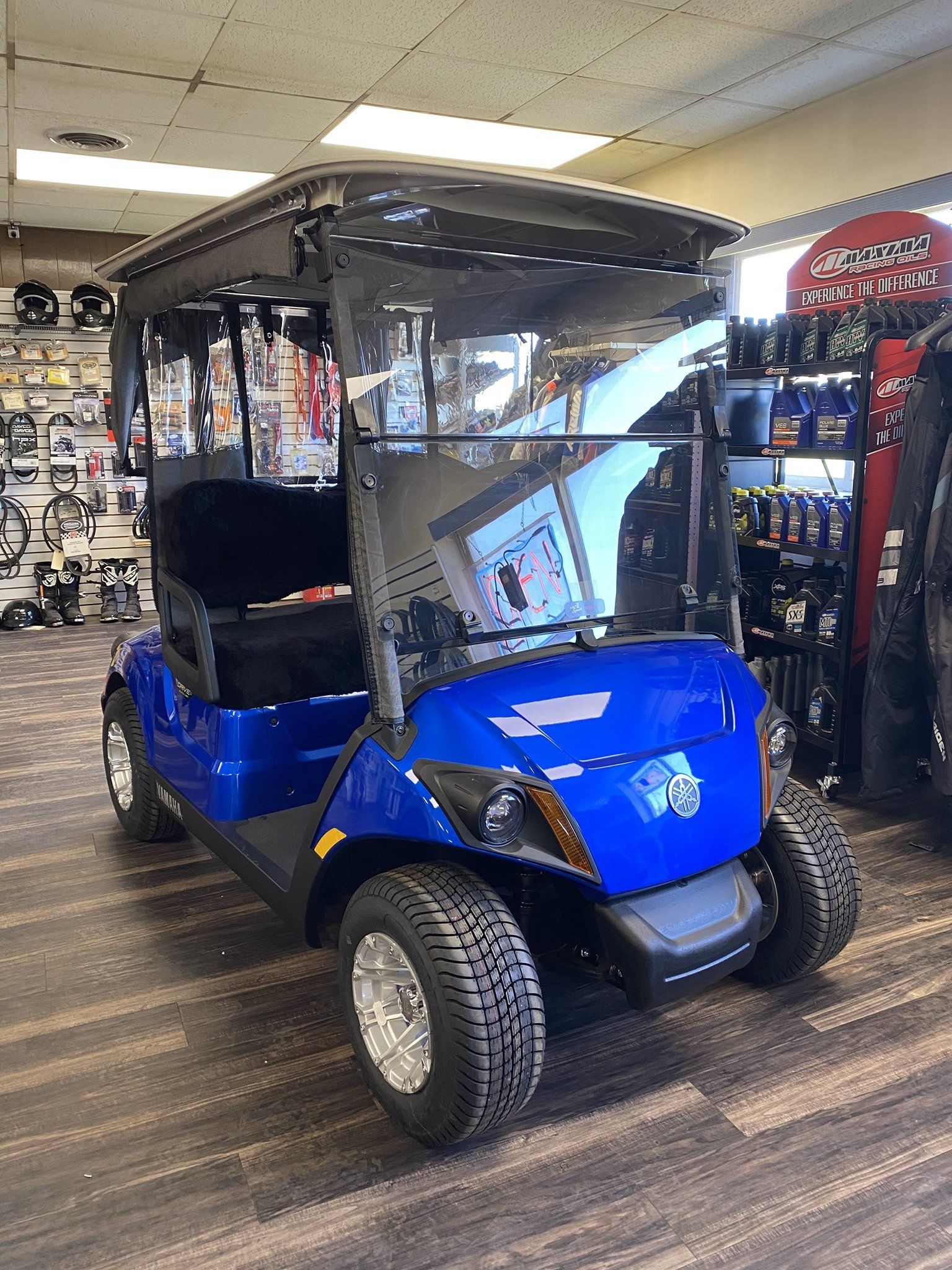 Blue golf cart
