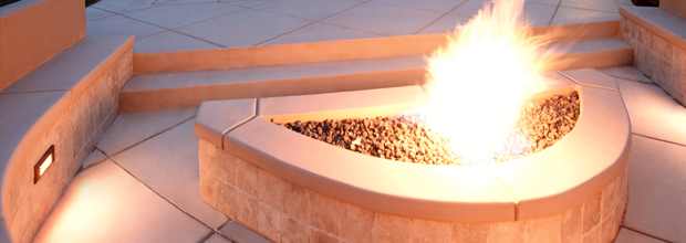 Firepit with marble tiles