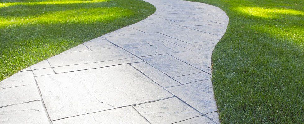 Marble pathway on a lawn