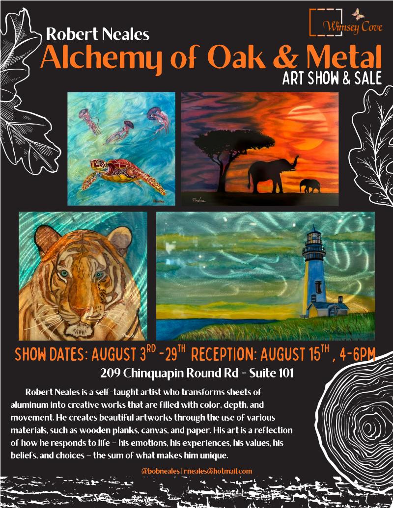 Robert Neales alchemy of oak and metal art show and sale