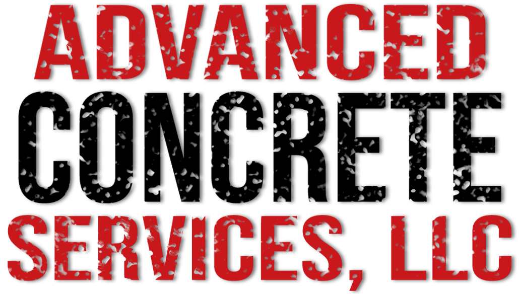 The logo for advanced concrete services llc is red and black