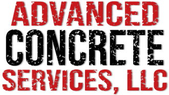 The logo for advanced concrete services llc is red and black