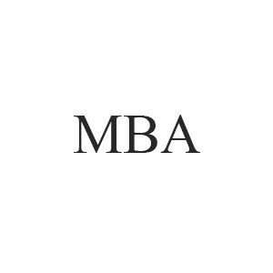 The word mba is on a white background.
