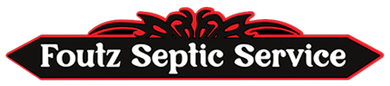 Foutz Septic Service logo in white text on a black and red banner