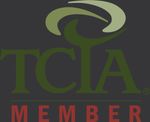 A green and red logo for tcia member