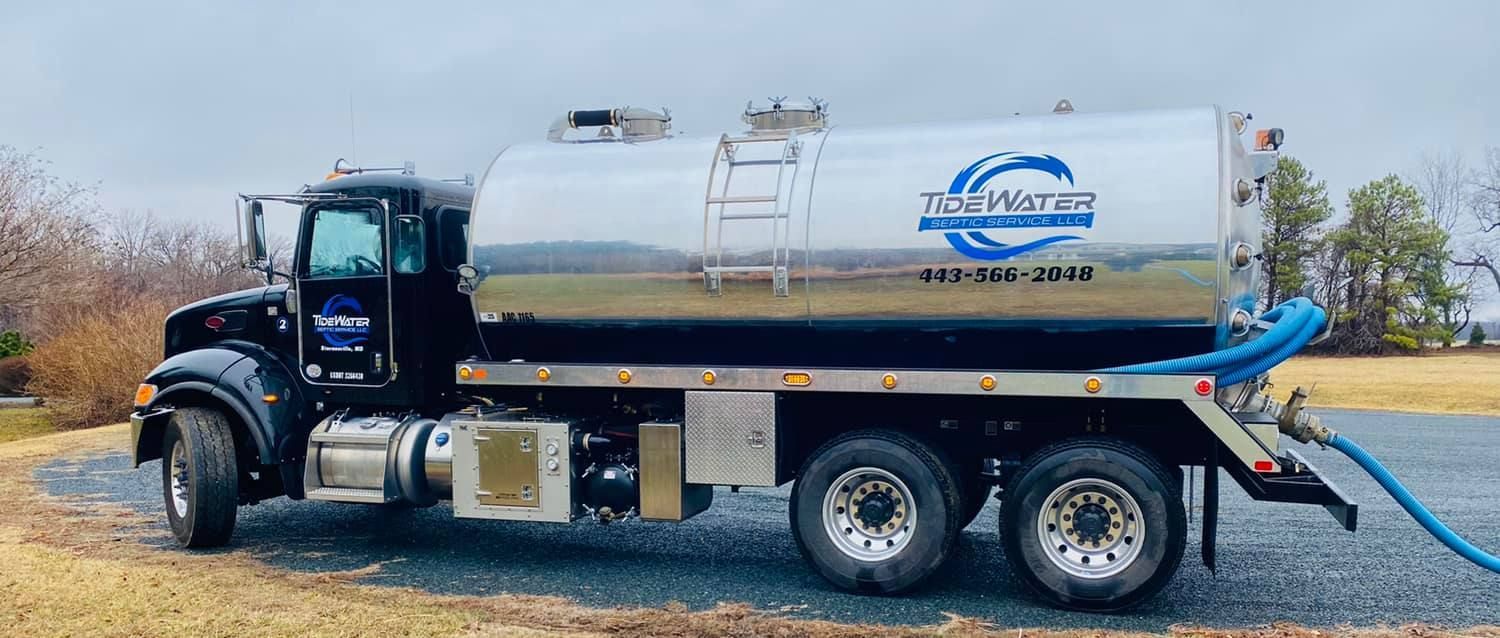 A large tanker truck is parked on the side of the road