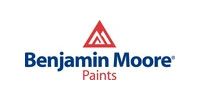 The logo for benjamin moore paints is shown on a white background.