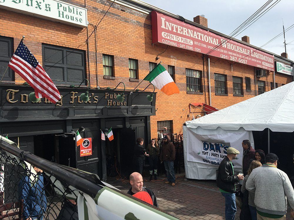 a group of people outside of a building