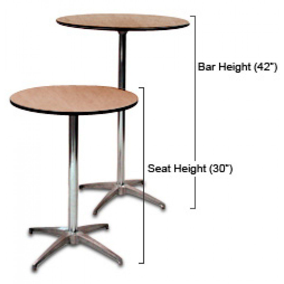 a table with height and bar height