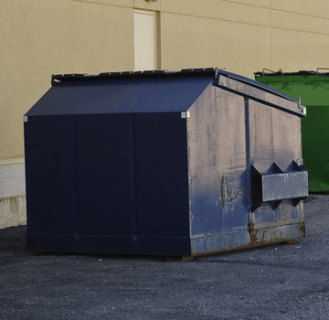 Blue commercial dumpster