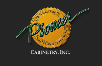 A pioneer cabinetry inc. logo on a black background