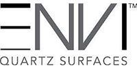 The env quartz surfaces logo is a black and white logo on a white background.