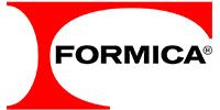A red and white logo for a company called formica.