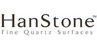 The hanstone fine quartz surfaces logo is on a white background.