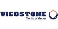 The logo for vicostone is the art of quartz.