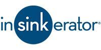 The in sinkerator logo is a blue circle with the words in sinkerator written inside of it.