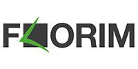 A logo for a company called florim with a green arrow.