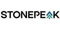 The logo for stonepeak is a black and blue logo on a white background.