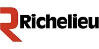 A red and black logo for richelieu on a white background.