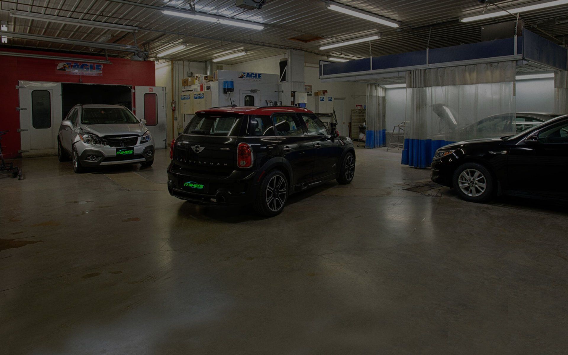 cars on a repair shop