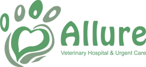 A logo for allure veterinary hospital and urgent care