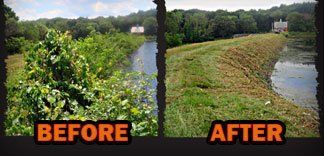 Before and after lake driveway
