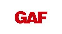 GAF logo in red, sans-serif font.