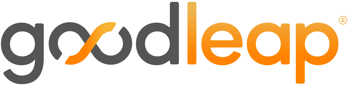 GoodLeap logo with gray and orange text and an orange loop in the lettering